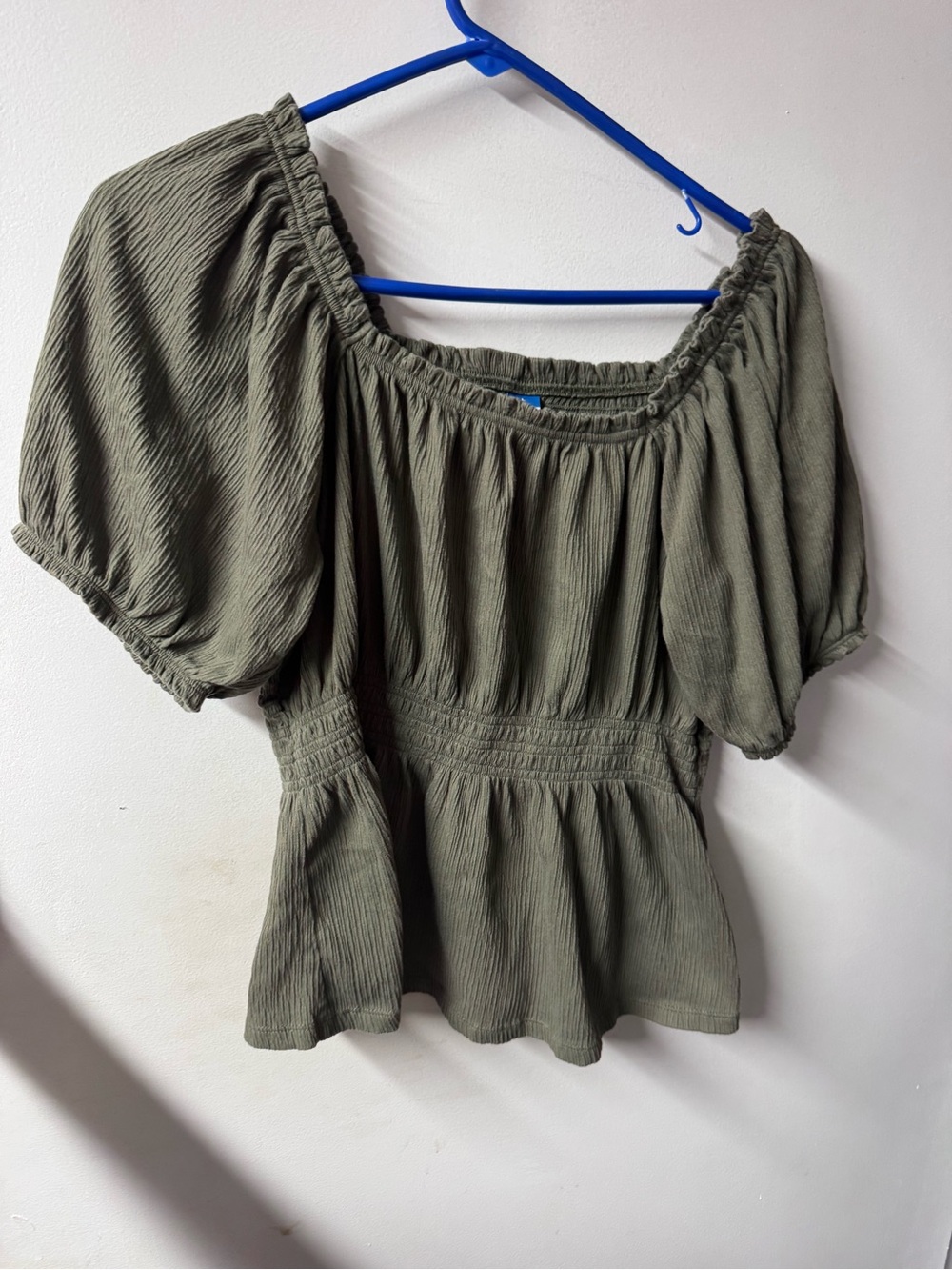 Old Navy Olive Green Off-Shoulder Peplum Blouse